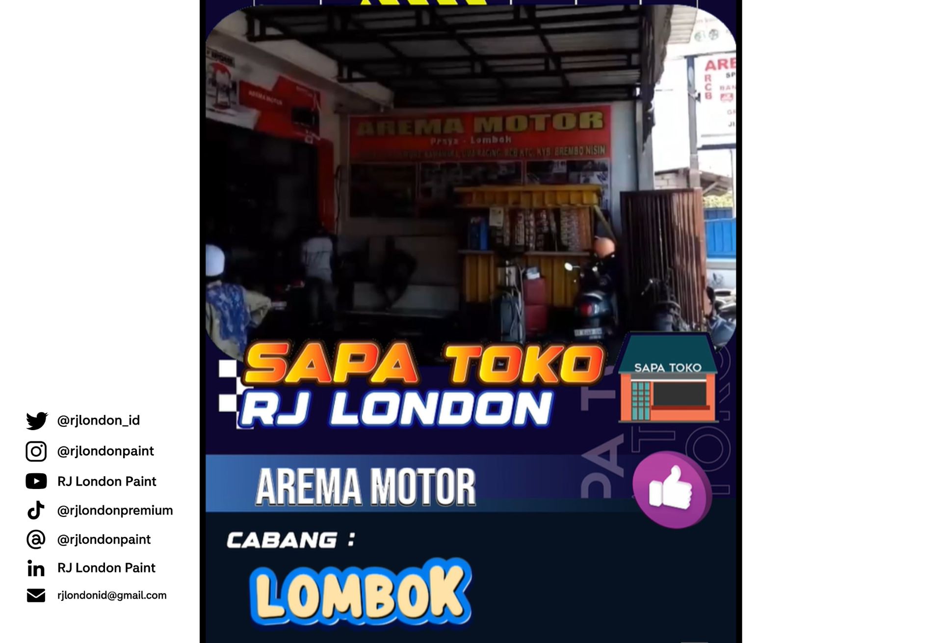 Sapa Toko Cabang Lombok di Arema Motor: Cerita Nyata Mitra yang Tumbuh Bersama RJ London